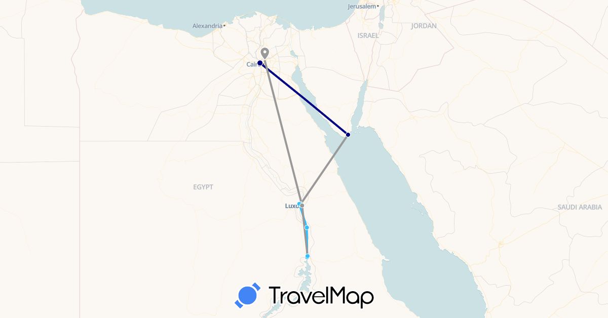 TravelMap itinerary: driving, plane, boat in Egypt (Africa)